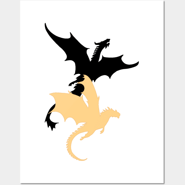 Iron Flame Dragons Tairn and Andarna Fourth Wing Book Wall Art by thenewkidprints